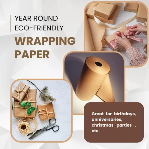 Vista 7 de ANF Brands (12 pulgadas x 1200 pies) - Papel kraft natural para embalaje, envío, llenado de vacíos y proyectos de arte para niños, 30 libras.