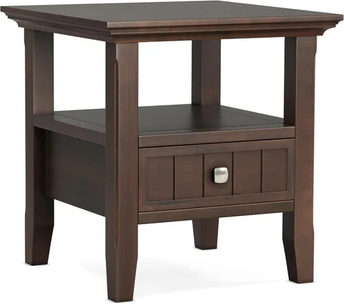 Vista 34 de SIMPLIHOME Acadian Mesa auxiliar estrecha – Mesa auxiliar rectangular de madera maciza de 14 pulgadas de ancho con 2 estantes abiertos en negro