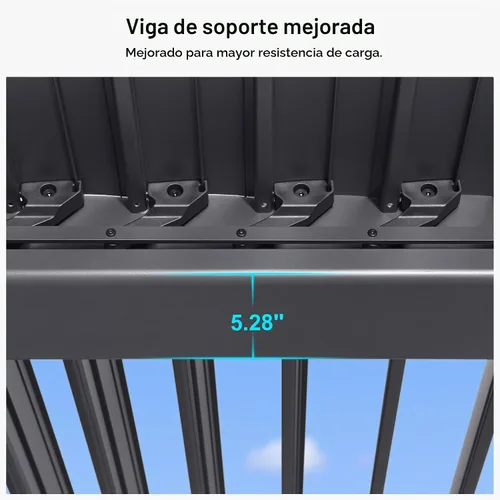 Vista 4 de Pérgola PURPLE LEAF con listones de 8 x 10 pies para exteriores con sistema de drenaje