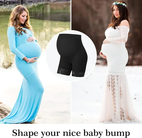 Vista 3 de Baby Bump" Lace Maternity Shapewear for Dress, Mid-Thigh Pregnancy Shapewear for Baby Shower Photoshoot