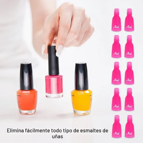 Vista 4 de 10 piezas de plástico acrílico Nail Art Soak Off Cap Clip UV Gel removedor de esmalte herramienta de envoltura de gel removedor de esmalte de uñas