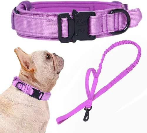 Vista 40 de Collar táctico para perro, ajustable, militar, de nailon, con asa de control y hebilla de metal resistente para perros medianos y grandes (negro, S)