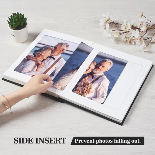 Vista 3 de Álbum de fotos Pssoss 8x10 con espacio para escribir, cubierta de lino, álbum de fotos de 8x10, libro que contiene 20 fotos, ideal para álbumes