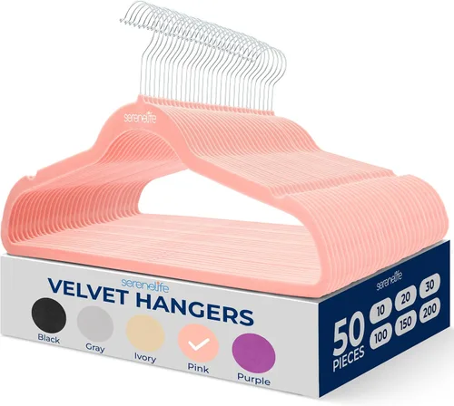 Vista 33 de SereneLife Paquete de 10 Perchas para Ropa de Terciopelo – Perchas Antideslizantes para Ropa con Diseño de Servicio Pesado, Perchas Delgadas que