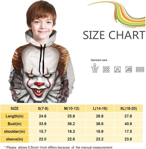 Vista 5 de Step-Hen Kings It Pen-Nywise - Sudadera con capucha unisex para niños