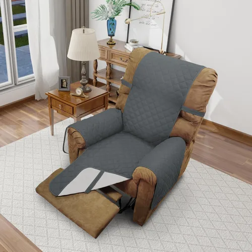 Vista 14 de Fundas para Silla Reclinable Reversibles Funda de Sofá para Mascotas Protector de Muebles Lazy Boy (Silla 23'', Beige/Beige)