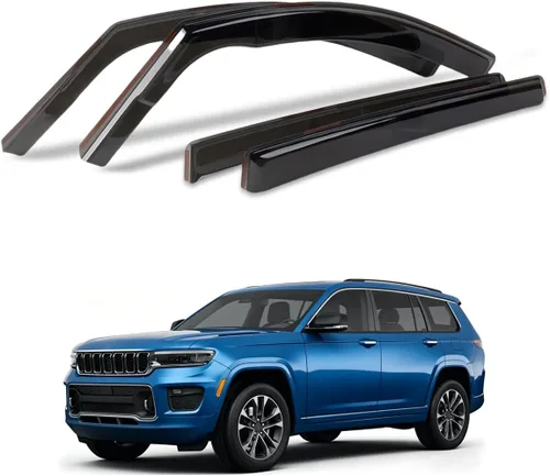 Vista 49 de Viseras de ventana compatibles con Wrangler JK de 4 puertas 2007-2018, protectores de lluvia negros en canal, 4 deflectores de ventana lateral