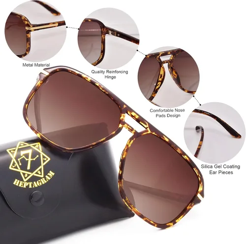 Vista 5 de Heptagram Goggle Hot Retro Aviator Polarized Classic Driving Men Sunglasses
