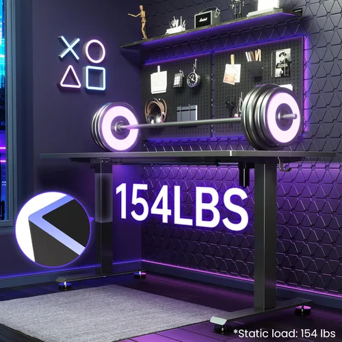 Vista 5 de Veken Escritorio eléctrico grande de pie de 55 pulgadas, mesa de juegos Cíber negro