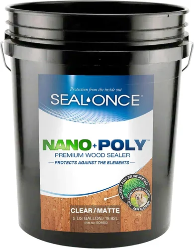 Vista 23 de Sellador Seal-Once Nano+Poly de madera penetrante con poliuretano, sellador impermeable de alta calidad, 1 galón, negro Sellador impermeable