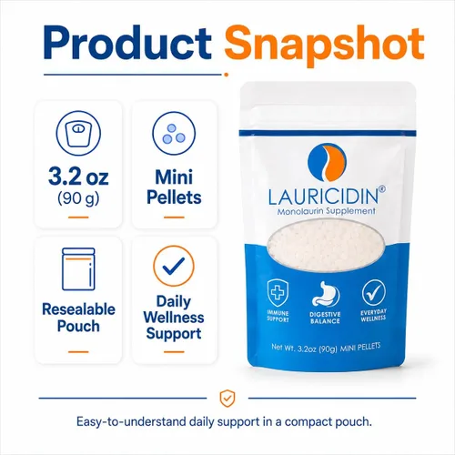 Vista 4 de Lauricidin Mini pellets de monolaurina, 3.2 oz (90 g), 30 porciones
