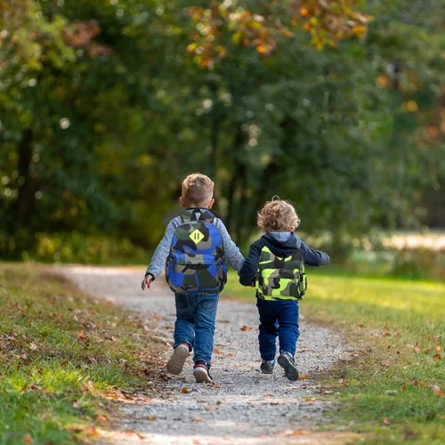 Vista 6 de Mochila de camuflaje para niños preescolares para jardín de infantes, bolsa de guardería, Camuflaje azul cielo, Mochilas de mochila