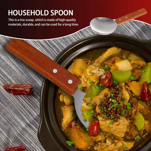 Vista 2 de 2 espátulas japonesas de arroz versátil antiadherente para servir con mango de madera, cucharada de tofu para el hogar y la cocina, grande