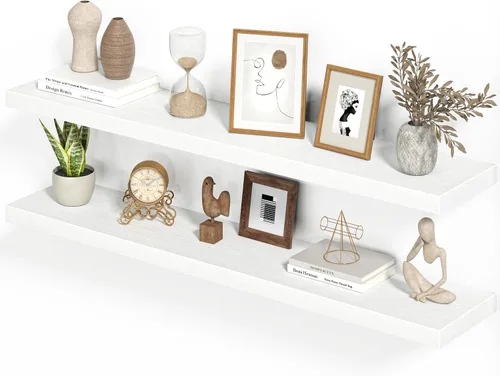 Vista 30 de Heimlove Juego de 2 estantes flotantes de 16 pulgadas para pared, estante negro para baño pequeño, dormitorio, sala de estar, cocina, decoración