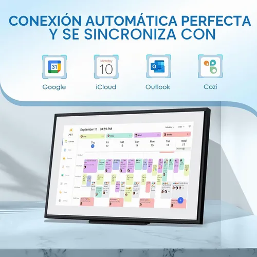 Vista 3 de Calendario digital de 15.6" gráfico inteligente de tareas y planificador Negro-15.6 pulgadas