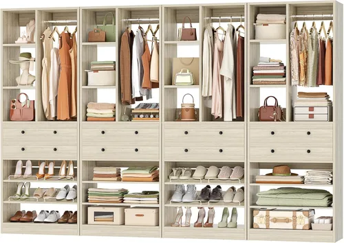 Vista 9 de Besiost Sistema de Armario Pequeño, Sistema Organizador de Armario de Madera de 28"/2.3 Pies con Cajones y Estantes, Sistemas de Armario Walk-in