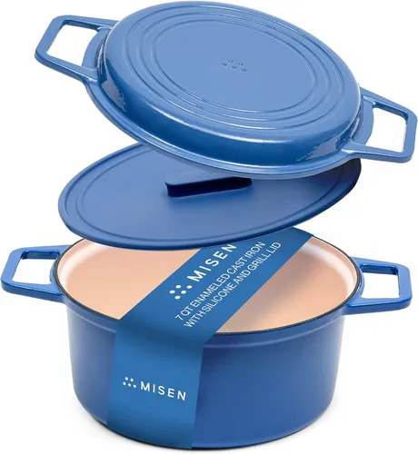 Vista 13 de Misen Horno holandés de hierro fundido esmaltado de 5.5 cuartos de galón, revestimiento de esmalte resistente a las astillas, núcleo de hierro