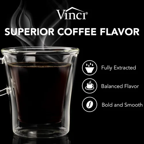 Vista 2 de VINCI RDT Elite - Cafetera giratoria con cabezal rociador Cafetera programable de 12 tazas con función Bloom y tecnología de dispersión rotativa