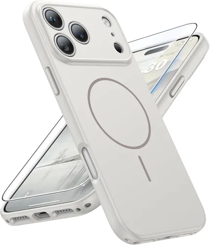 Vista 9 de FNTCASE Funda para iPhone 17 Pro: [Compatible con Magsafe] Fundas sólidas mate 17 Pro azul con protector de pantalla