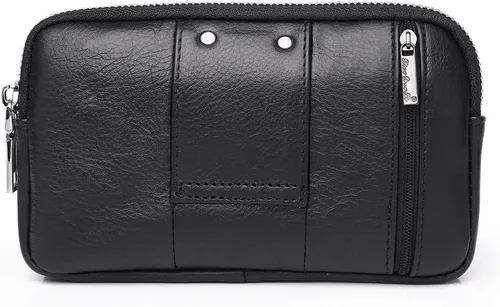 Vista 2 de Leather Waist Pack Belt Holster for Men Women Clip Holder Outdoor Travel Cover Pouch Purse Fanny Bag Cell Phone Case