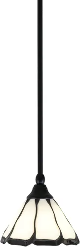 Vista 173 de Toltec Lighting Tallo Colgado Mini colgante, acabado de cobre negro, 3.5" cuadrado humo burbuja vidrio