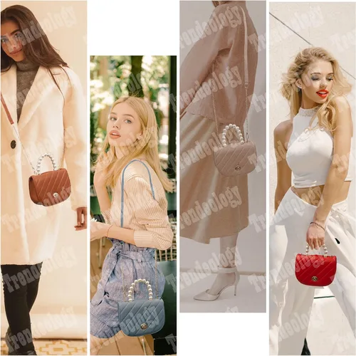 Vista 3 de Bolso cruzado para mujer y niña, con asa superior, estilo informal, con diseño de perlas