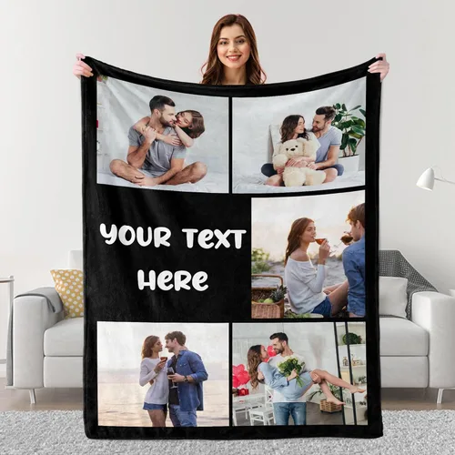 Vista 24 de Mantas personalizadas con fotos, regalos personalizados para parejas para esposa, marido, novia, novio, manta con imagen personalizada "I Love You
