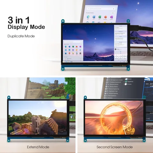 Vista 8 de ELECROW 7 Pulgadas 1024×600 Pantalla Táctil para Raspberry Pi: Pantalla LCD IPS de Toque Capacitivo, Mini Monitor Portátil Compatible con Raspberry