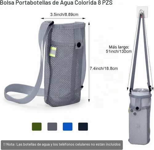 Vista 2 de Mumufy Soporte para botella de agua con correa ajustable, soporte de malla para vasos, ligero, de nailon, con bolsa para caminar, senderismo Clásico