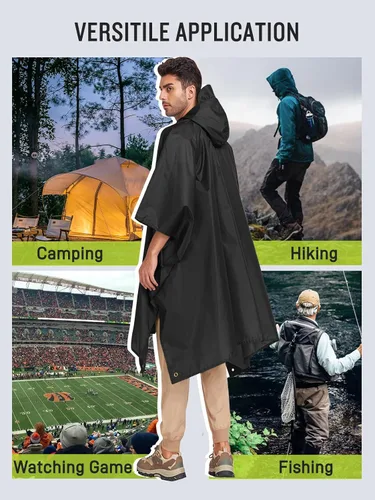Vista 6 de Impermeable con capucha estilo poncho, para hombres y mujeres