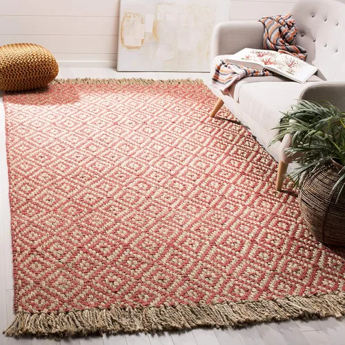 Vista 22 de SAFAVIEH Natural Fiber Collection - Alfombra decorativa, 2.3 x 4 pies, azul tropical y natural, yute bohemio con borlas de diamante, hecho a mano