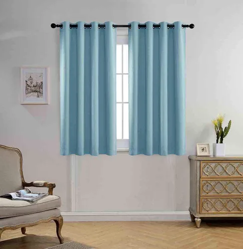 Vista 12 de Miuco paneles de cortina de oscurecimiento con arandelas, cortinas opacas con textura para salón, juego de 2