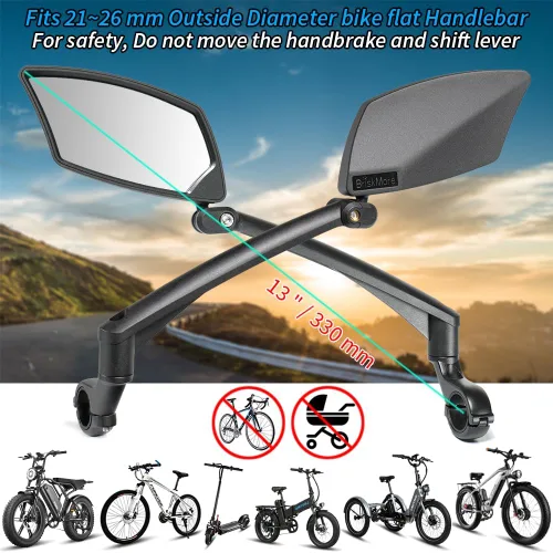 Vista 2 de Espejo de bicicleta para manillar - Cristal HD transparente, espejo ajustable y plegable de 360° para una conducción segura, gran angular