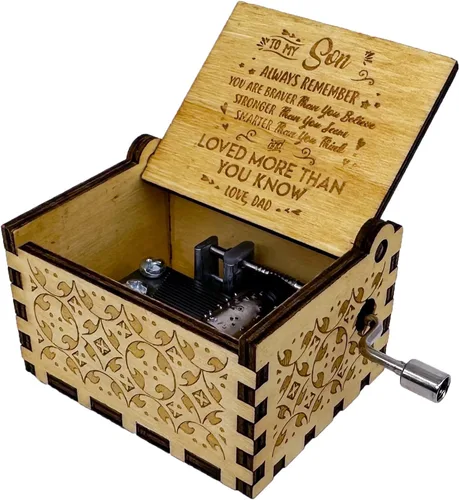 Vista 15 de Caja de música You are My Sunshine from Daughter to Dad, manivela clásica grabada, cajas musicales grabadas, regalos de recuerdo para papá de hija
