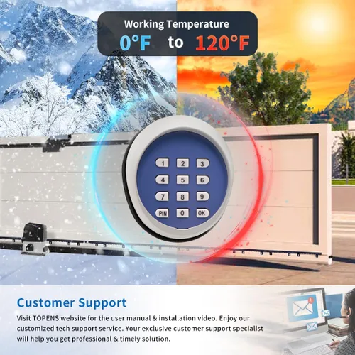 Vista 6 de TOPENS TKP3 - Teclado inalámbrico sin llave, panel de código digital, control de seguridad para abridor automático de puertas correderas de garaje