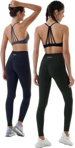 Vista 2 de AUROLA - Leggings de entrenamiento para mujer, diseño sin costuras, con control de abdomen, para gimnasio, acondicionamiento físico, pantalones