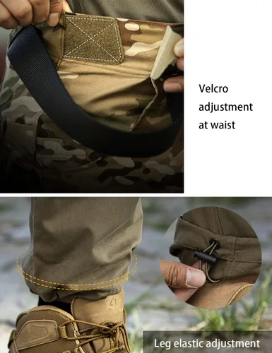 Vista 7 de SNOLY Pantalones tácticos militares para el trabajo al aire libre para hombre, ligeros, antidesgarros, para senderismo, caza, bolsillos multiusos