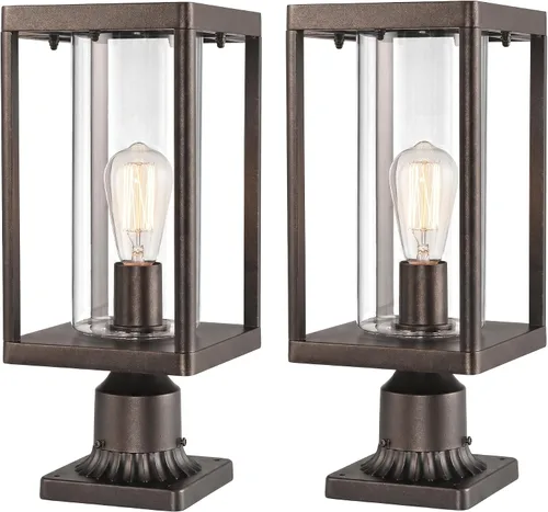 Vista 11 de Beionxii Luces de poste exterior, linterna de poste exterior grande moderna de 20 pulgadas con base de montaje en muelle, aluminio fundido negro