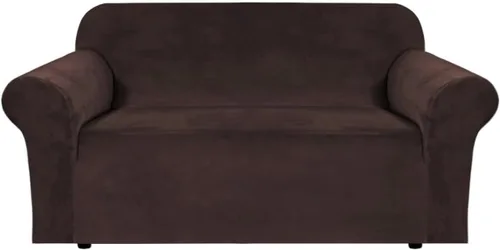 Vista 76 de H.VERSAILTEX Fundas de terciopelo elástico para sofá de dos plazas, fundas para sofá de 2 cojines para sala de estar, fundas deslizables con correas