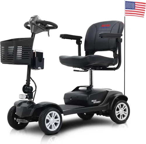Vista 24 de Metro Mobility Scooter, scooter de movilidad de 4 ruedas para adultos/personas mayores, capacidad de 300 libras, con cargador y 2 baterías Negro