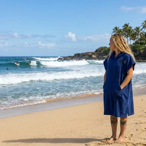 Vista 6 de COR Surf - Poncho de toalla de cambio con capucha y bolsillo delantero Toalla gruesa de microfibra de secado rápido Fits Teens & Petite Adults