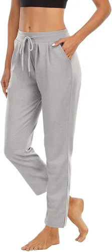 Vista 2 de Pantalones deportivos para mujer, leggings deportivos, pantalones de pierna recta, con cordón, holgados, cintura elástica, pantalones de descanso