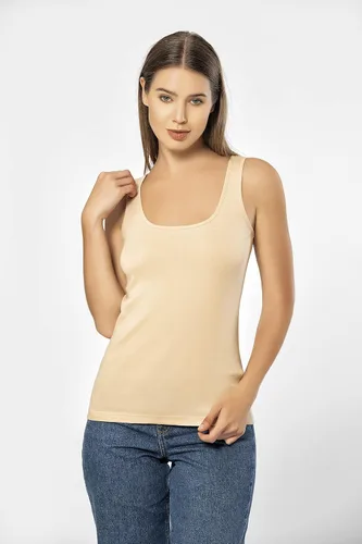 Vista 18 de VAVONNE Camiseta sin mangas tipo camisola para mujer, toda de algodón, aireada, suave y cómoda