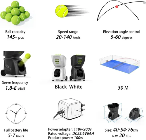 Vista 4 de PT-MAX C - Máquina de pelota de pádel con control inteligente de aplicación Lanzador automático avanzado de bolas para todos los niveles