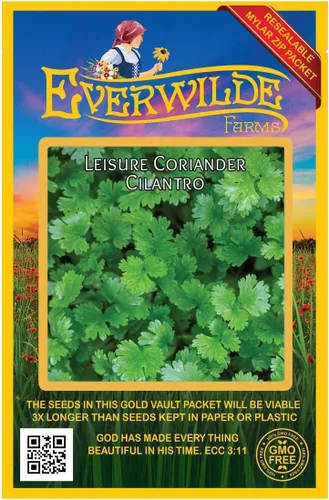Vista 4 de Everwilde Farms - Semillas de hierbas de cilantro de ocio de 1 onza - Gold Vault
