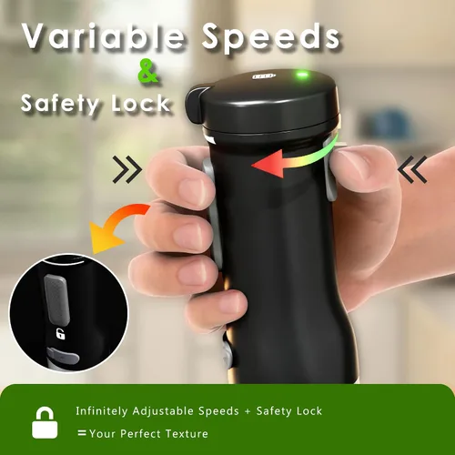 Vista 2 de Batidora de mano de inmersión inalámbrica, 5 en 1 de velocidad variable de mano, recargable con batería de 2000 mAh, sin BPA y accesorios aptos