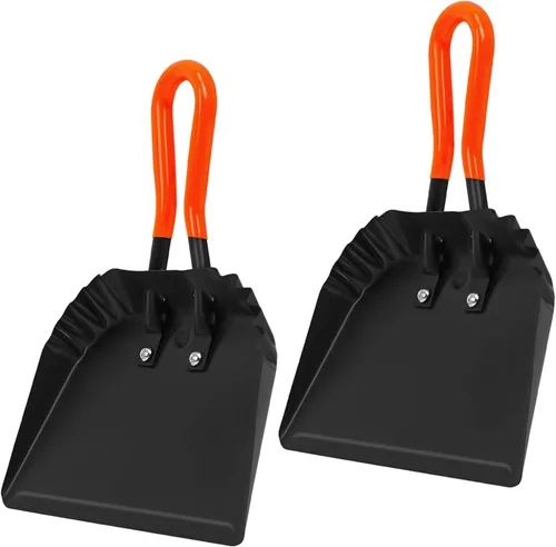 Vista 8 de (2 unidades) - Sartenes de metal resistentes, recogedor de basura para exteriores de 12 pulgadas con mango de mano de goma, pala grande ancha