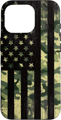 Vista 20 de iPhone 16 American Flag Camo Camouflage Black Patriotic Pride Case