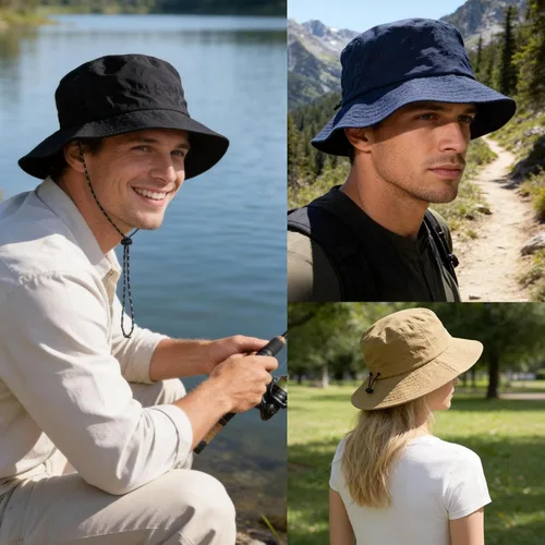 Vista 4 de PFFY Packable Sun Bucket Hat for Men Women Outdoor UV Protection Sun Hats Caqui (más suelto)