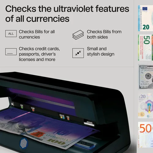 Vista 2 de Safescan Detector de billetes falsificados de 50 UV, tamaño pequeño, ligero, ideal para facturas, tarjetas de crédito, pasaportes, identificaciones